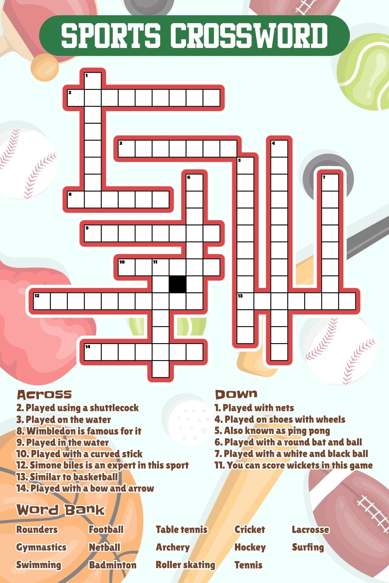5 Best Printable Sports Crossword Puzzles Artofit