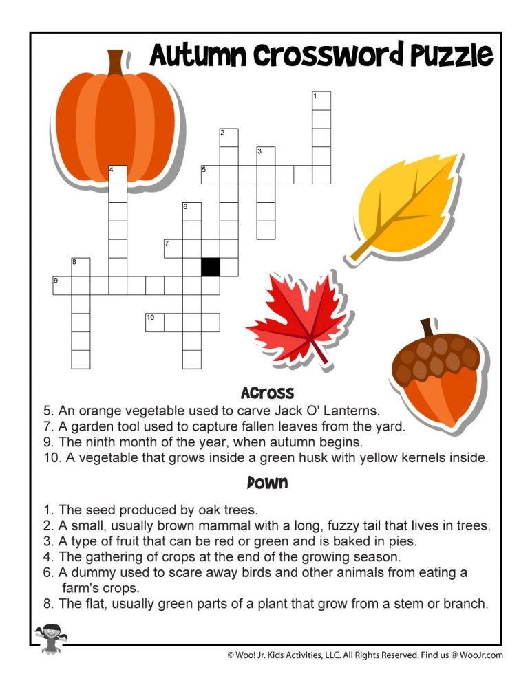 Autumn Crossword Puzzles