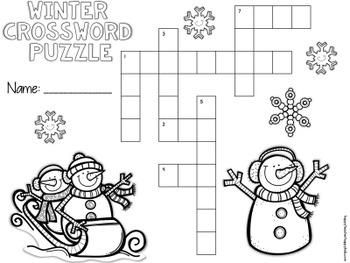 Crossword Puzzles January By Happy Teacher Happy Kids TPT