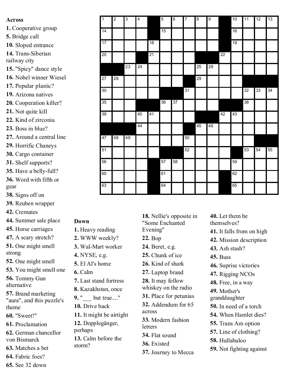Free Printable Online Crossword Puzzles Prntbl 