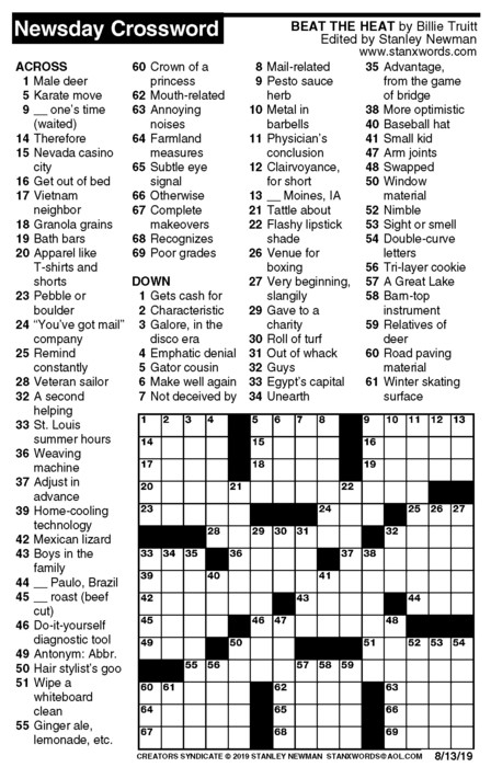 La Times Printable Crossword Puzzles 2019
