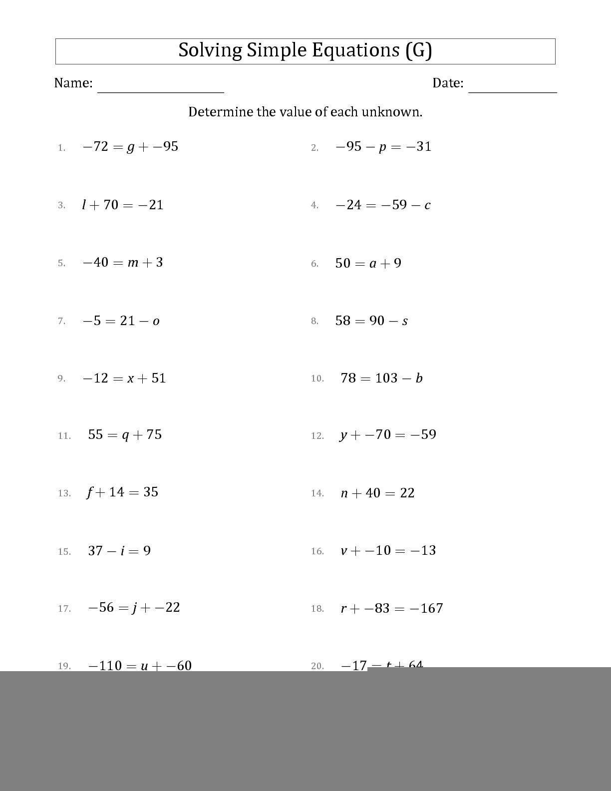 2 Step Equations Worksheet With Answers Equations Worksheets