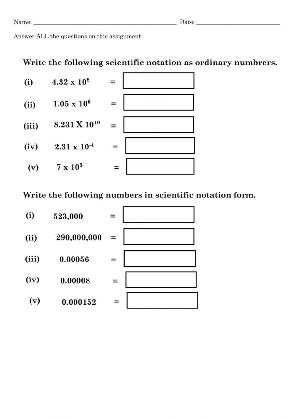 Adding And Subtracting Scientific Notation Worksheet Fill Out 