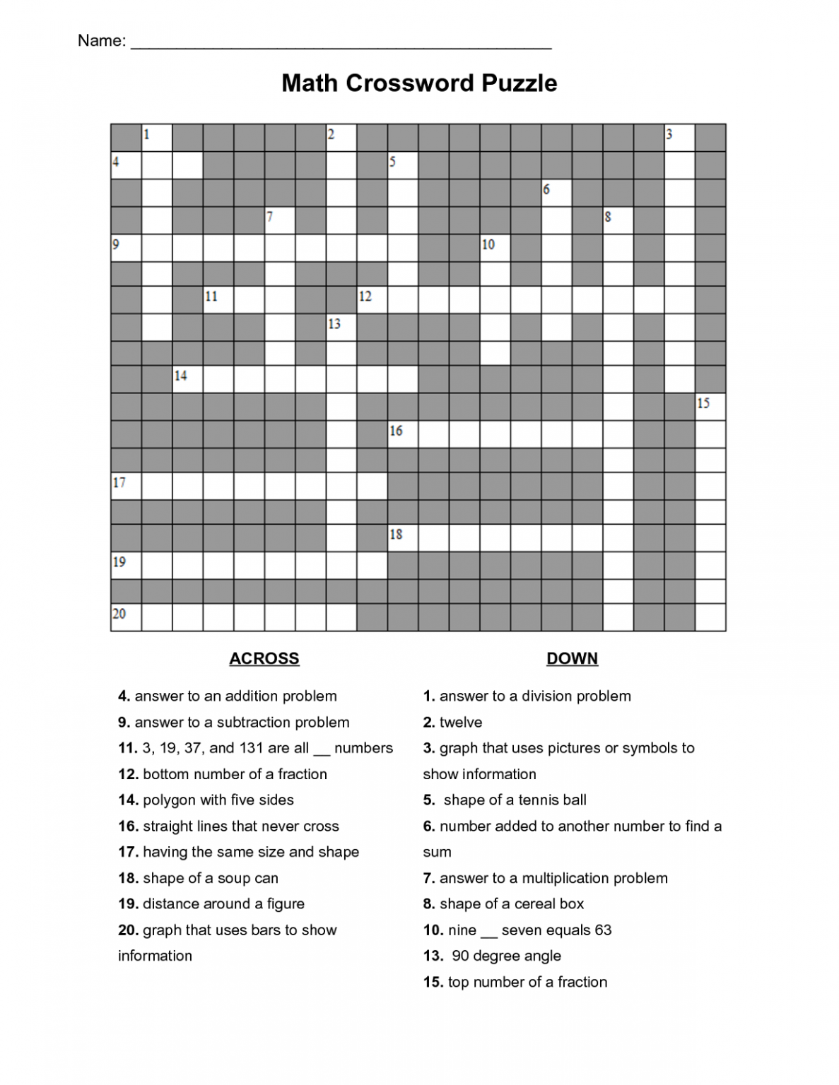 Free Crossword Puzzles For 5th Graders Learning Printable Free 