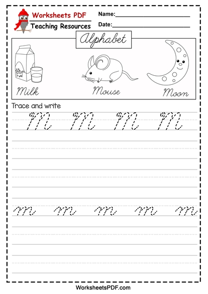 Letter M Worksheets PDF Recognize Trace Print