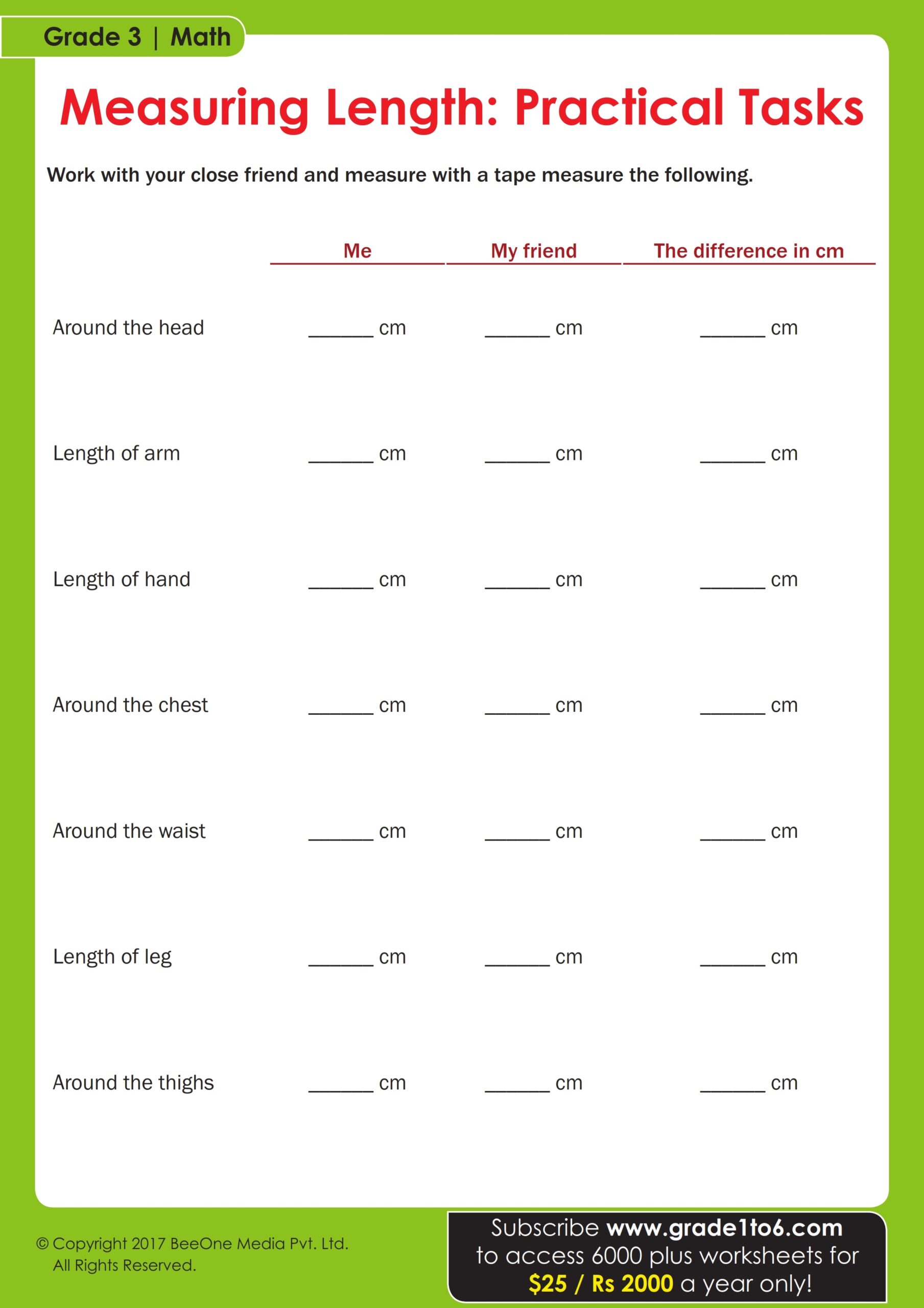 Measuring Length Practical Activity Worksheet Worksheets Library