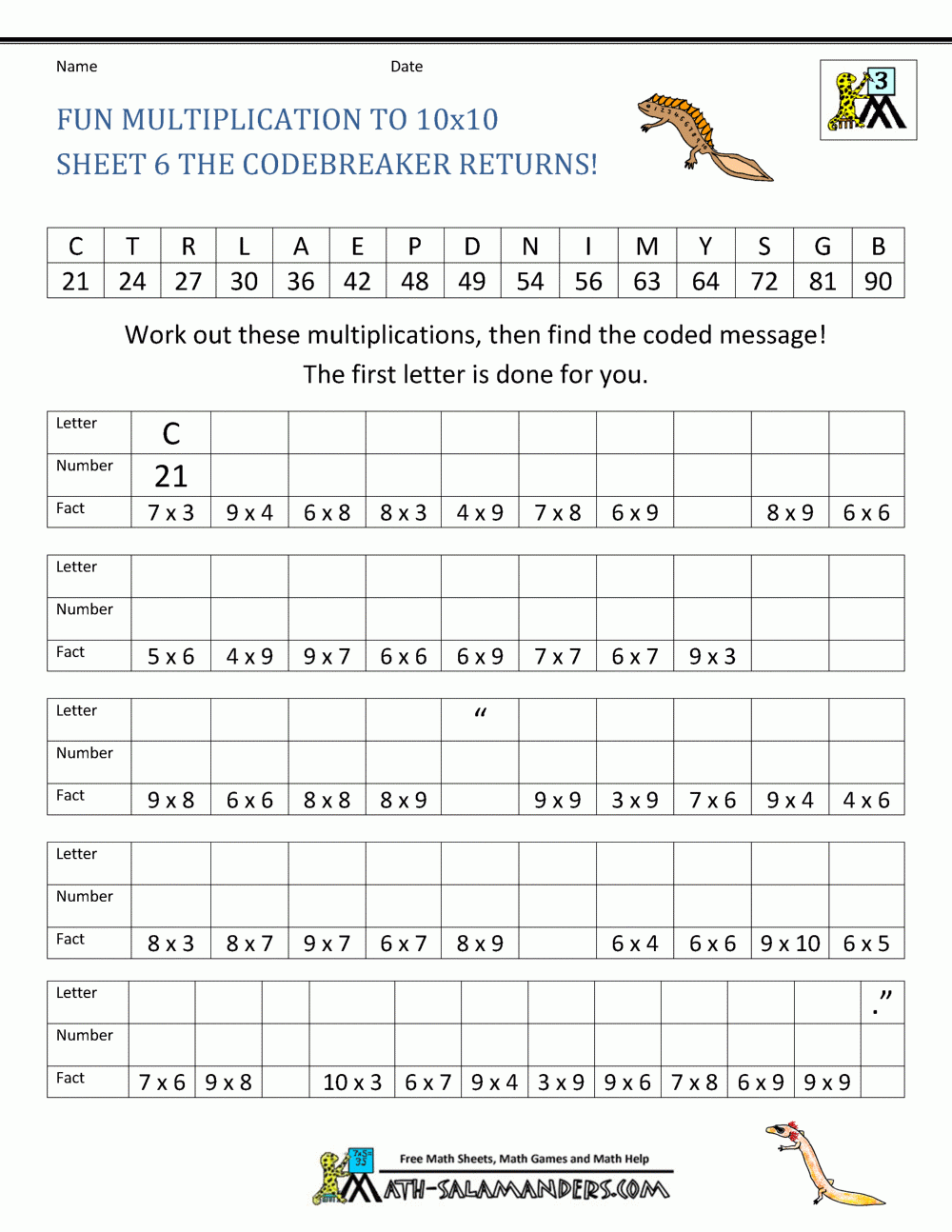 Multiplication Practice Sheets Printable
