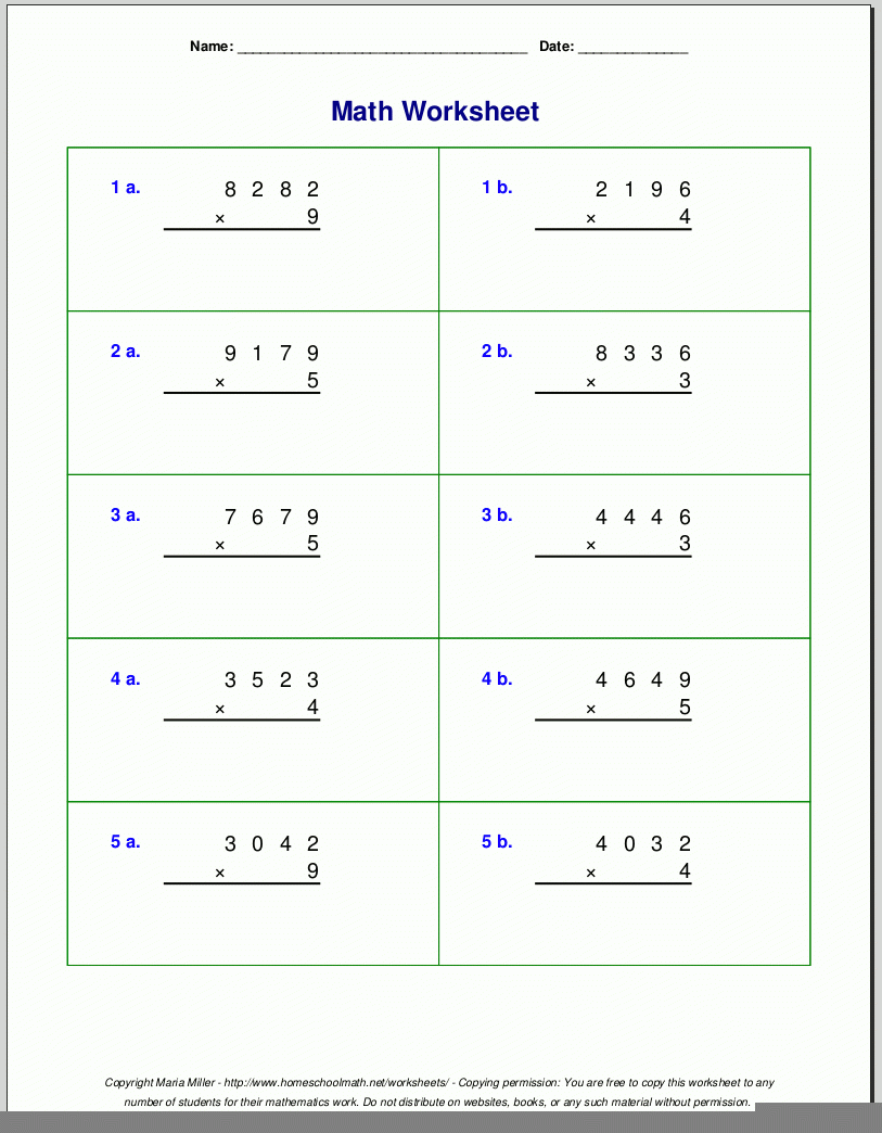 Multiplication Worksheets Area Model PrintableMultiplication