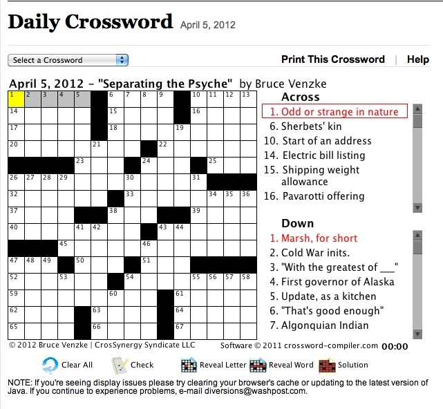 Printable Crossword Puzzle Washington Post Printable Crossword Puzzles 
