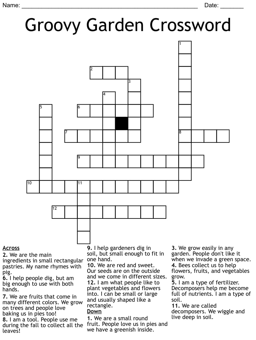 Printable Garden Crossword Puzzle Printable JD
