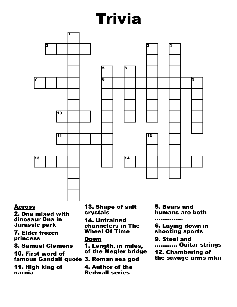 Printable Movie Trivia Crossword Puzzles Trivia Print Vrogue co