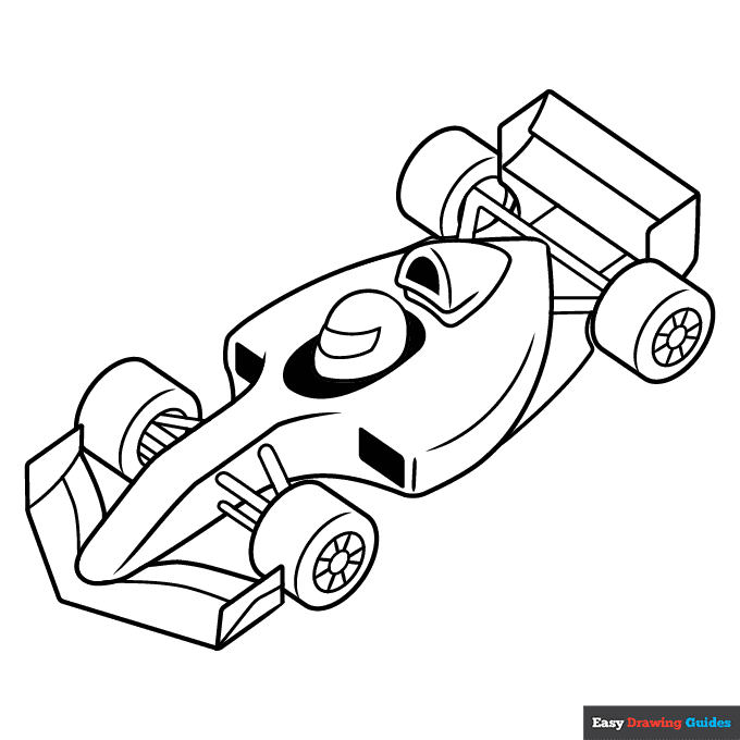 Race Car Coloring Page Easy Drawing Guides