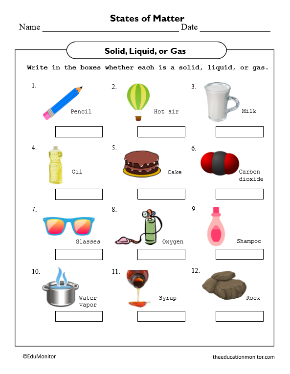 States Of Matter Worksheet For Grade 5 EduMonitor Worksheets Library