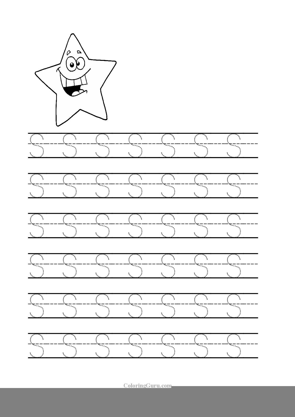 Tracing Letter S Worksheets For Kindergarten TracingLettersWorksheets