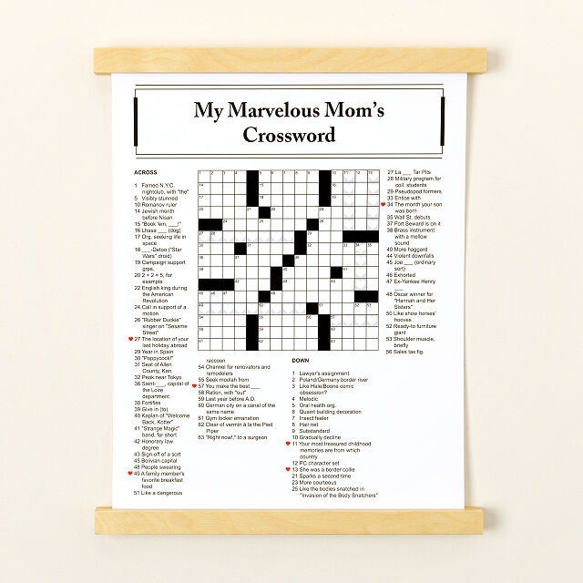 Uncommon Goods Personalized Crossword Print Crosswords