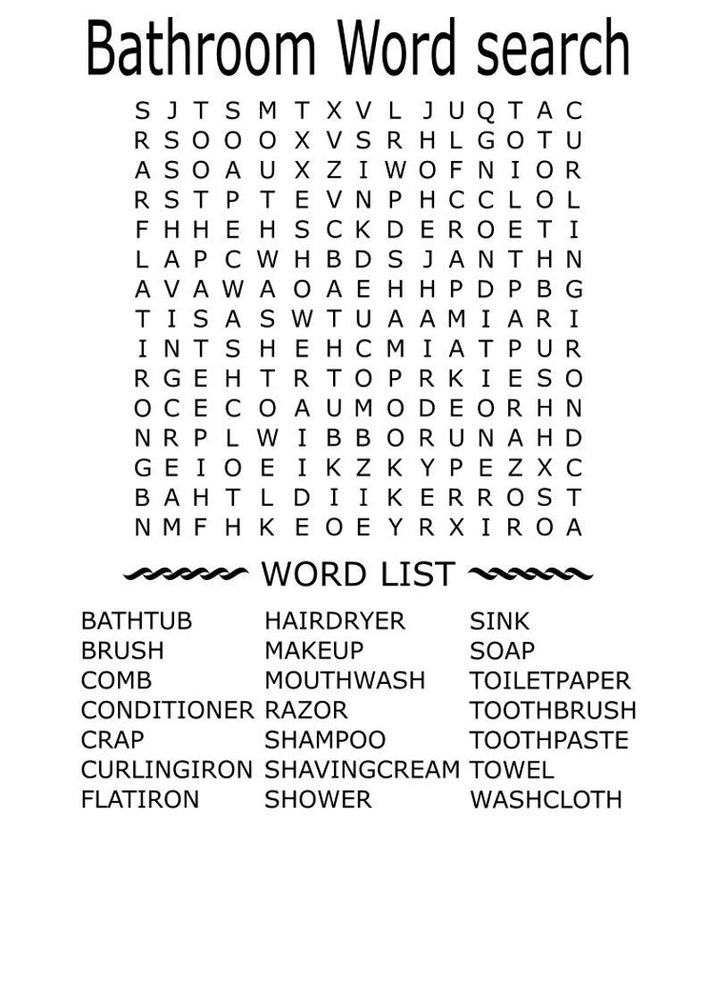 Bathroom Word Search Free Printable Word Search Maker