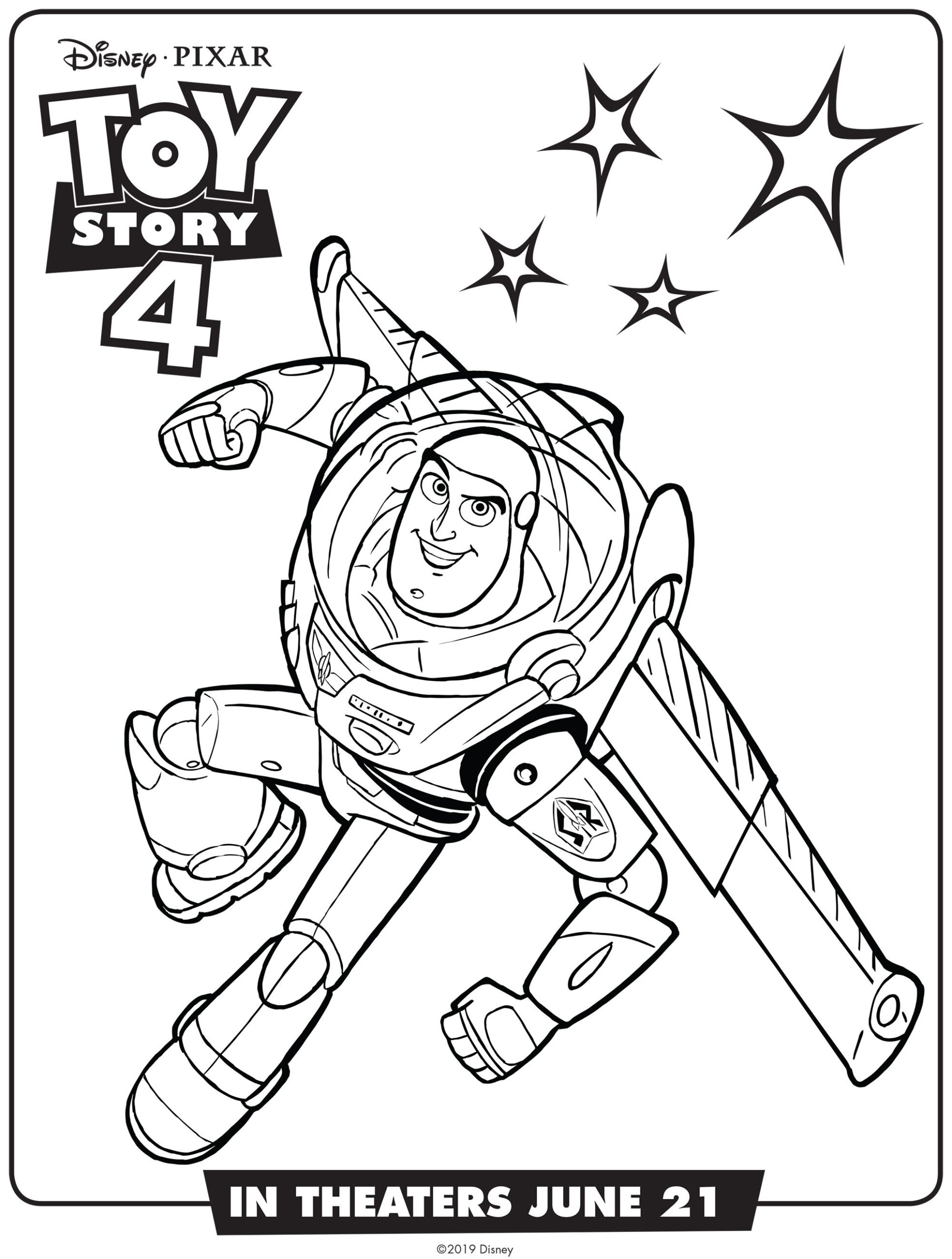 Buzz Lightyear Toy Story 4 Coloring Page Disney Pixar Toy Story 