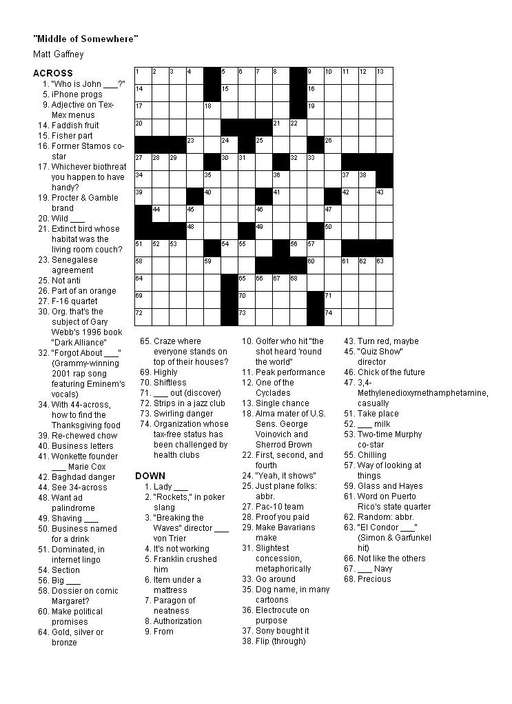 Chicago Sun Times Daily Crossword Puzzle Printable James Crossword 