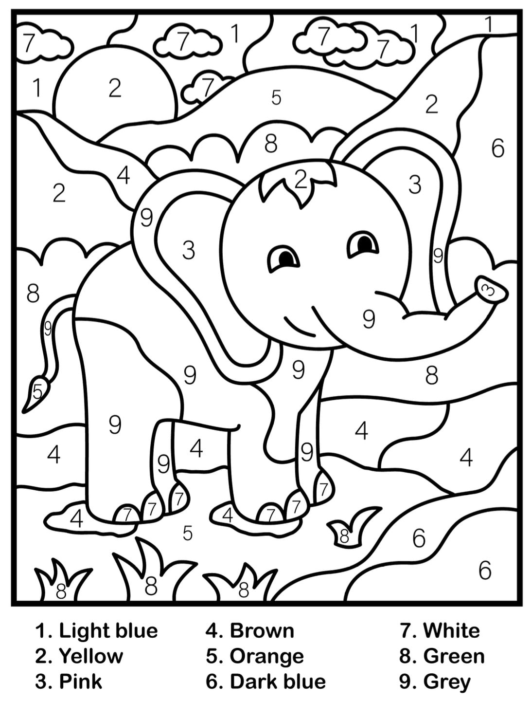 Children 39 s Color By Number Printable PDF Printable Coloring Pages