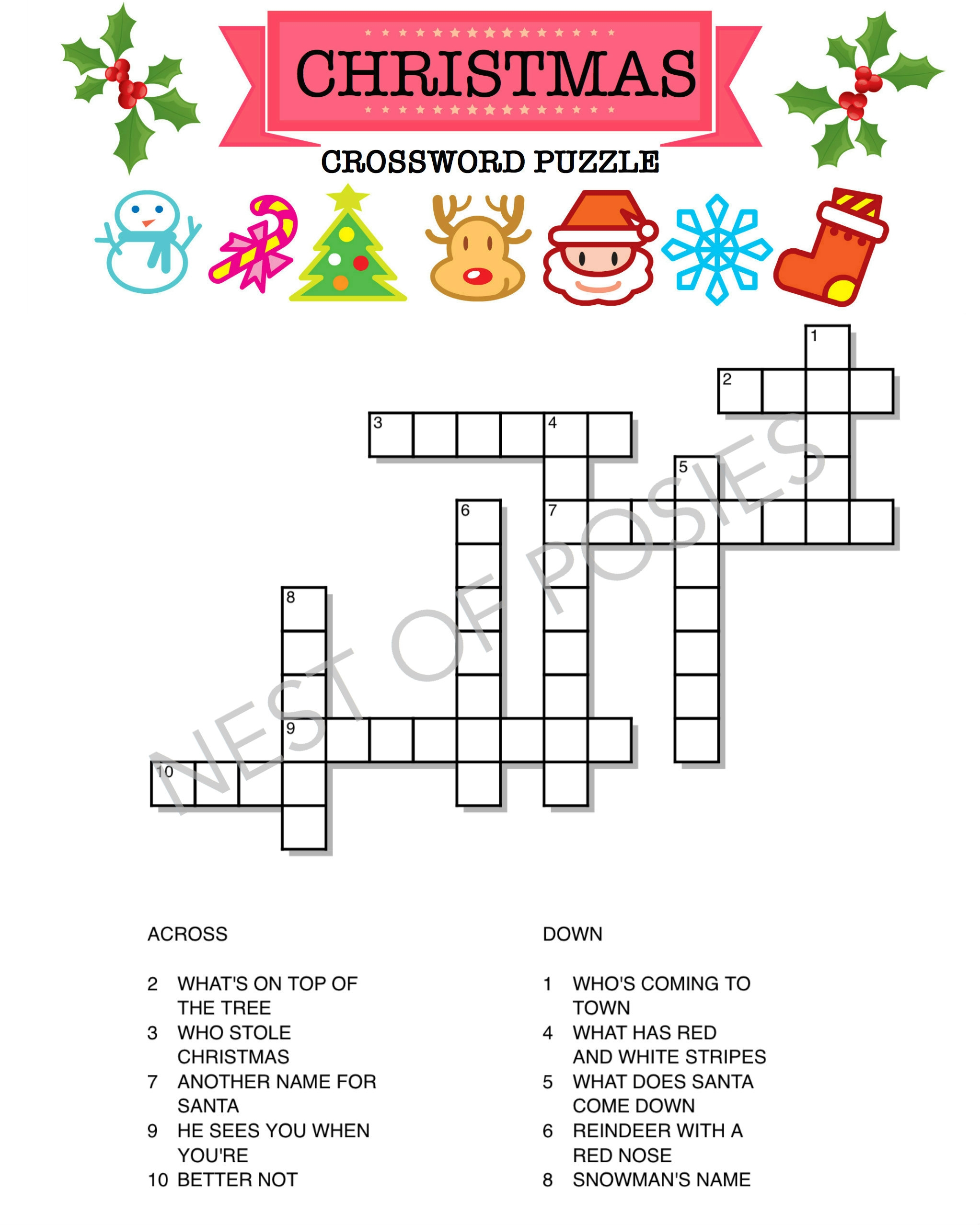 Christmas Crossword Puzzle Free Printable Printable Templates