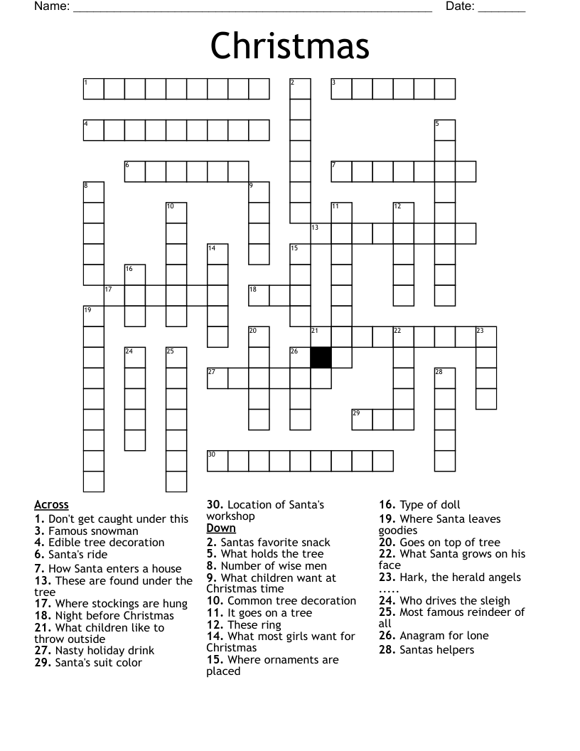 Christmas Crossword Puzzle Pdf At Joeleharpero Blog