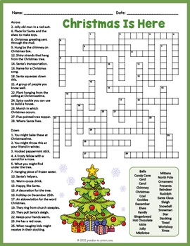 Christmas Crossword Puzzle Printable For Kids