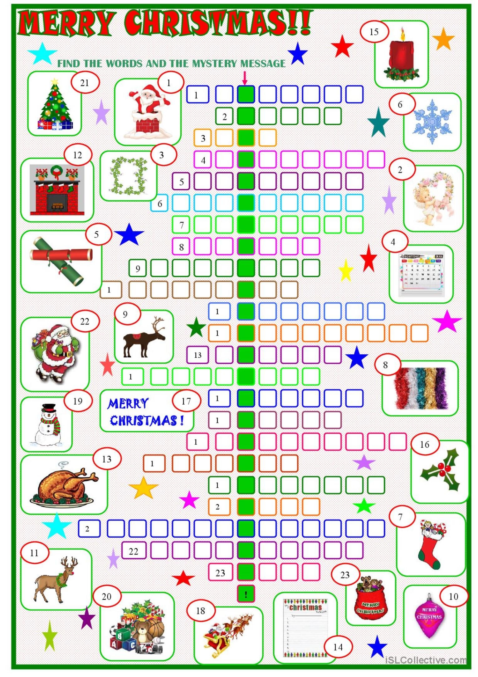 Christmas Crossword Puzzle With A English ESL Worksheets Pdf Doc