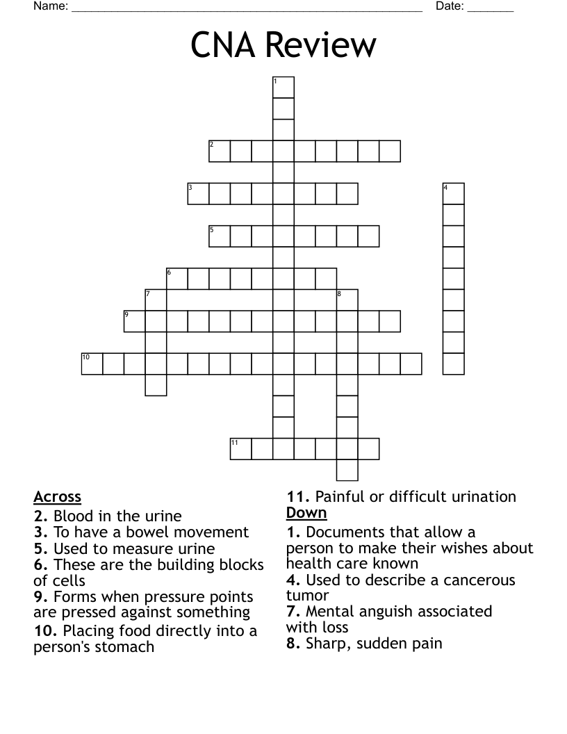 CNA Review Crossword WordMint