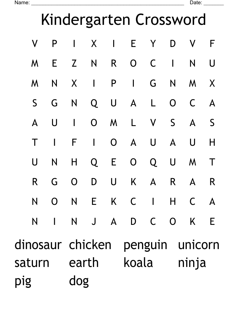 Crossword Puzzles For Kindergarten At Vaughn Gurule Blog