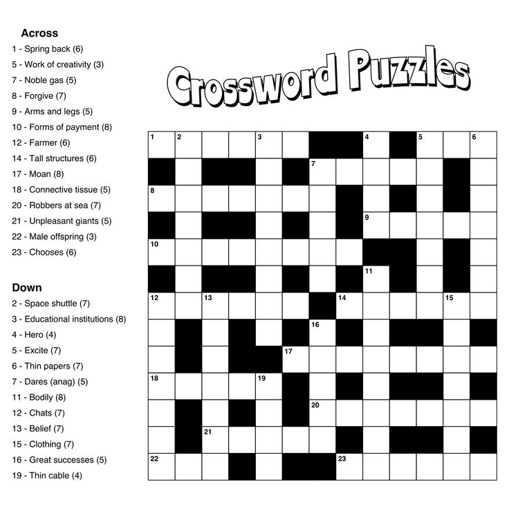 Crossword Puzzles Free Prints