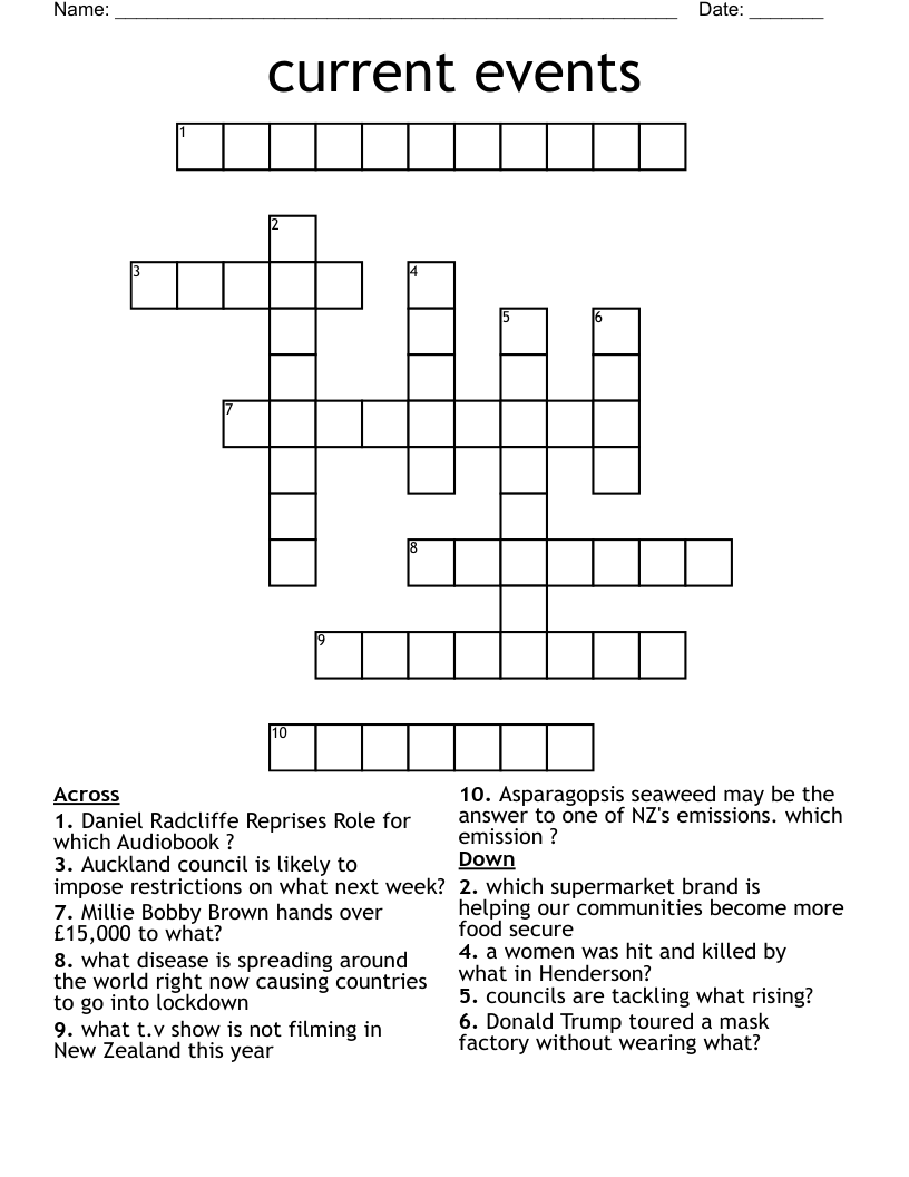 Current Events Crossword WordMint