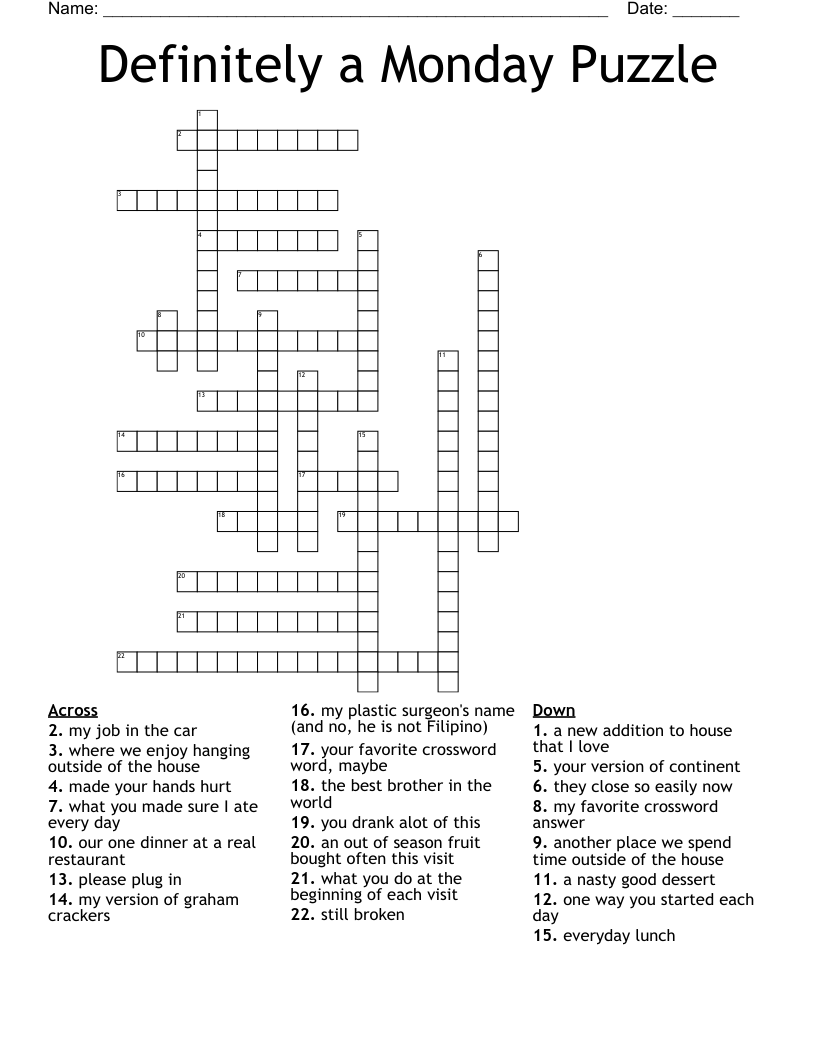 Definitely A Monday Puzzle Crossword WordMint