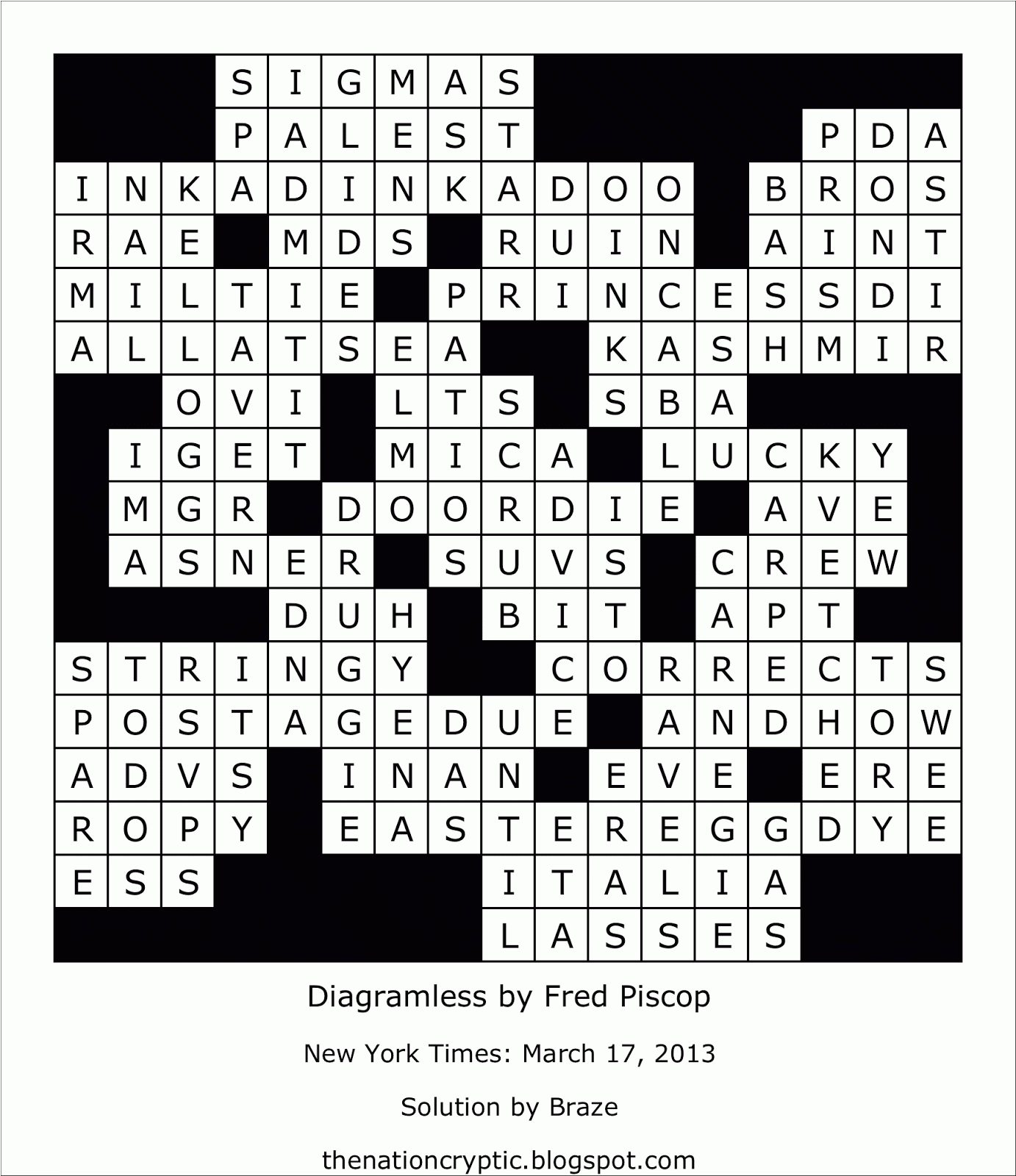 Diagramless Crossword Printable Printable Crossword Puzzles Online