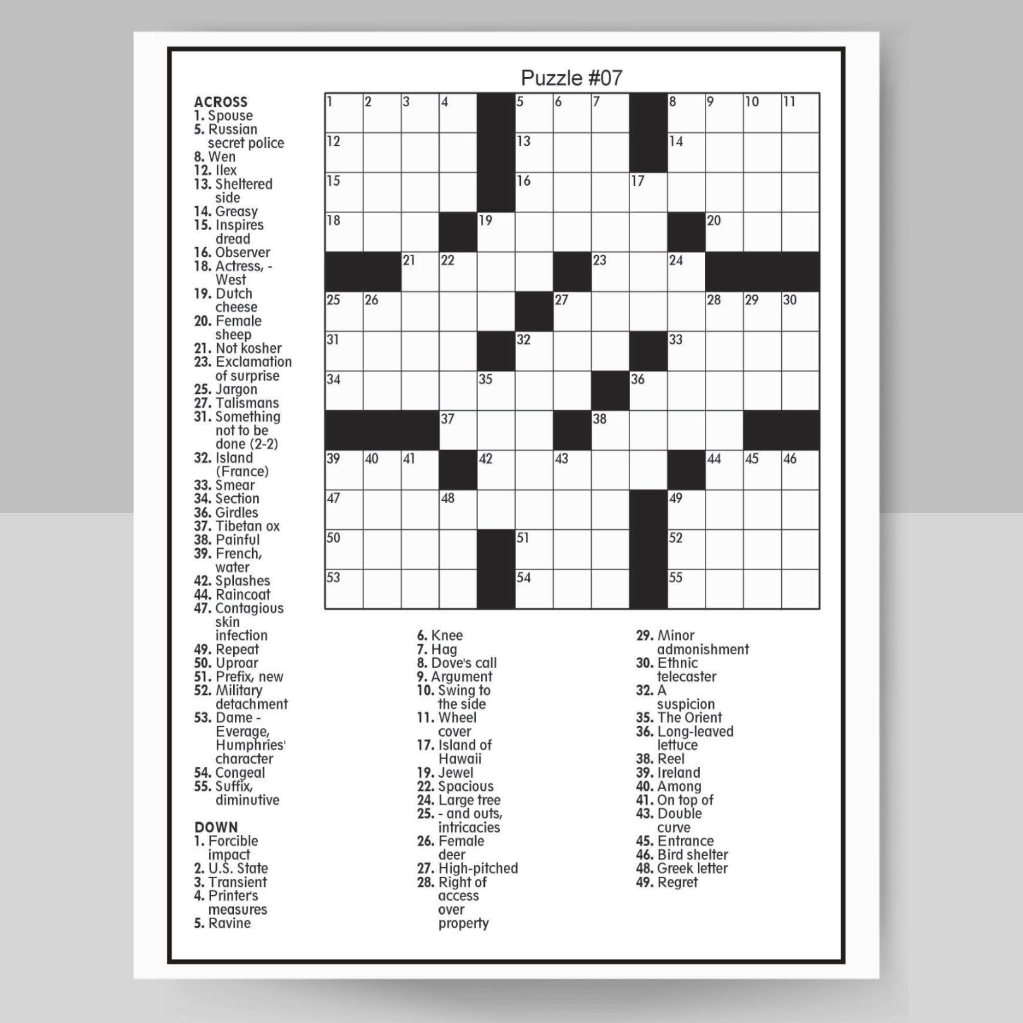 Digital Download 100 Printable Crossword Puzzles For Adults Etsy