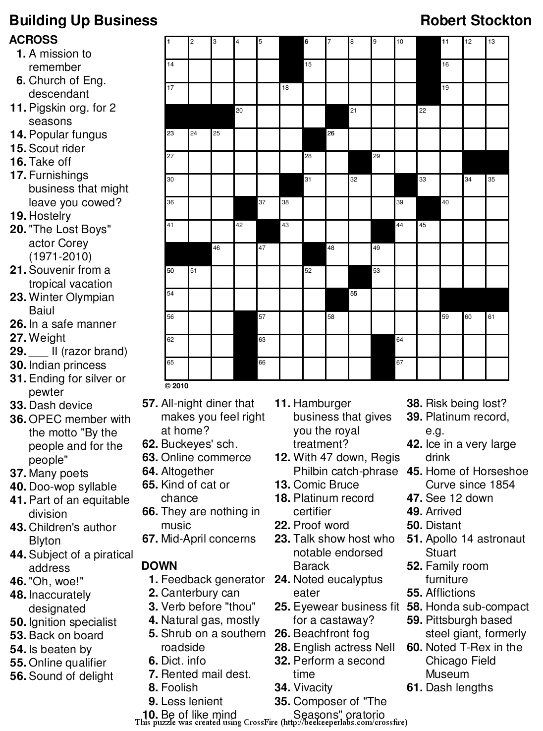 Easy Crossword Puzzles To Print Out For Free