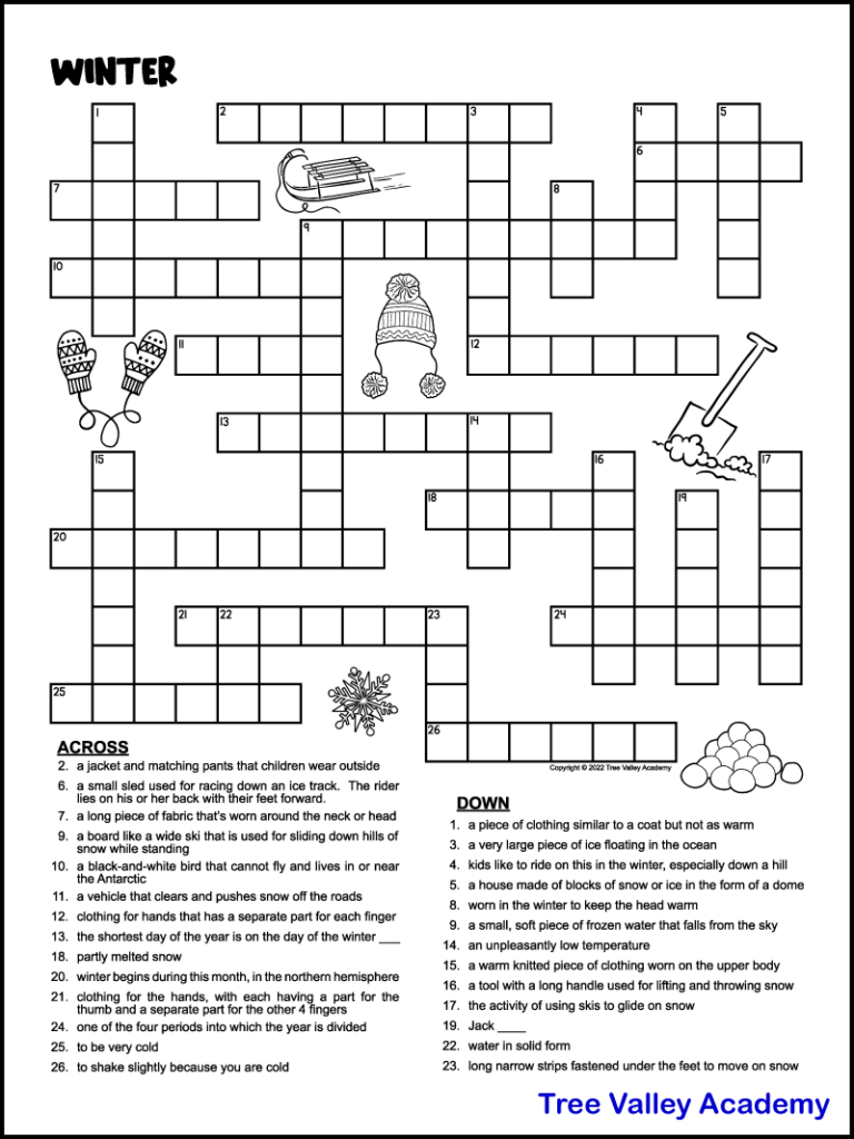 Easy Crossword Puzzles With Word Bank