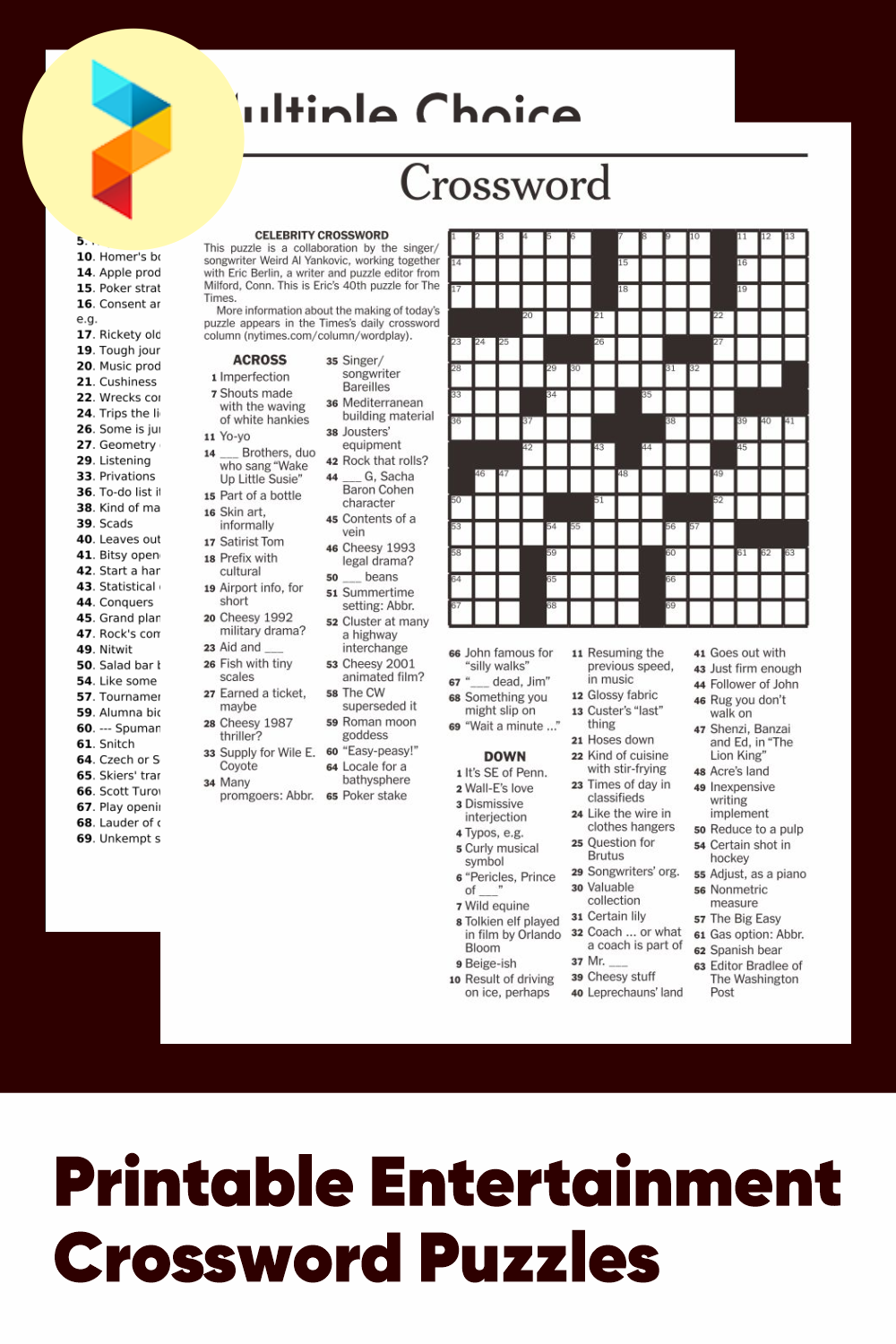 Entertainment Crossword Puzzles 10 Free PDF Printables Printablee