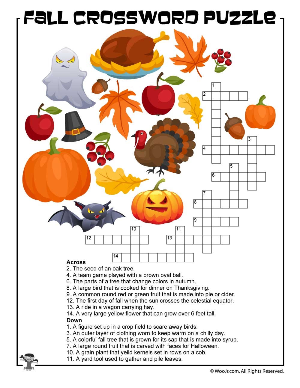 Fall Crossword Puzzle Printable Woo Jr Kids Activities Children 39 s