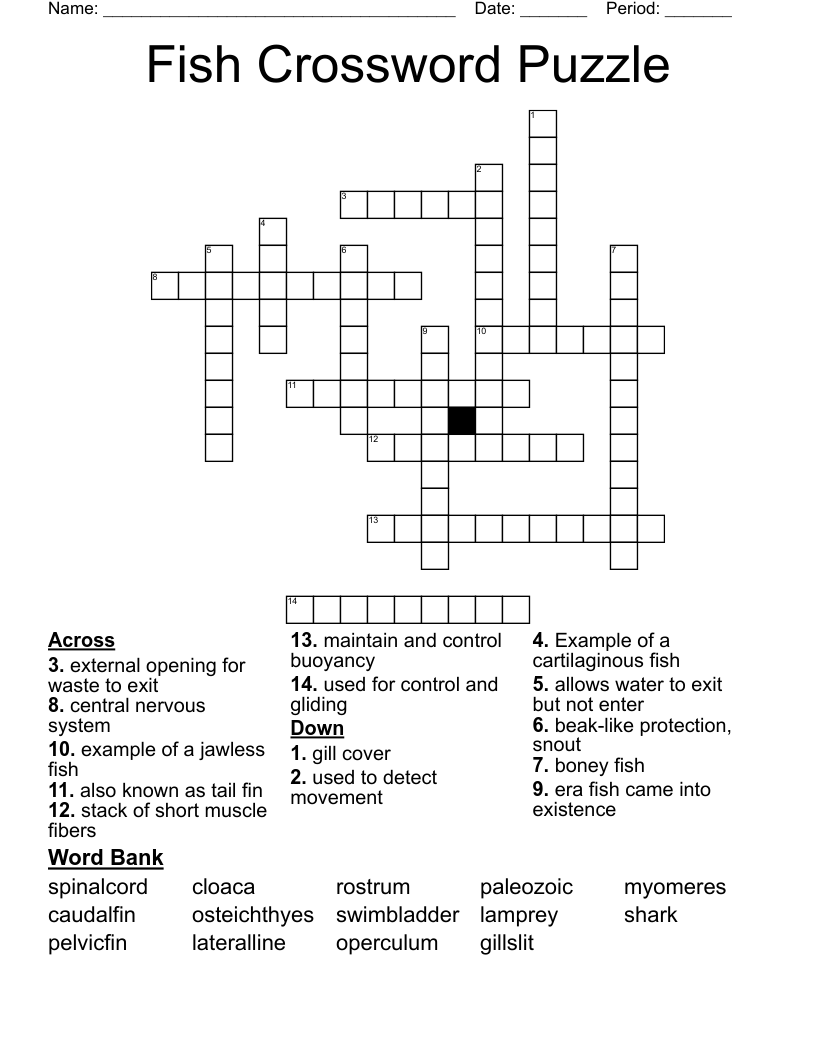 Fishing Crossword Puzzle