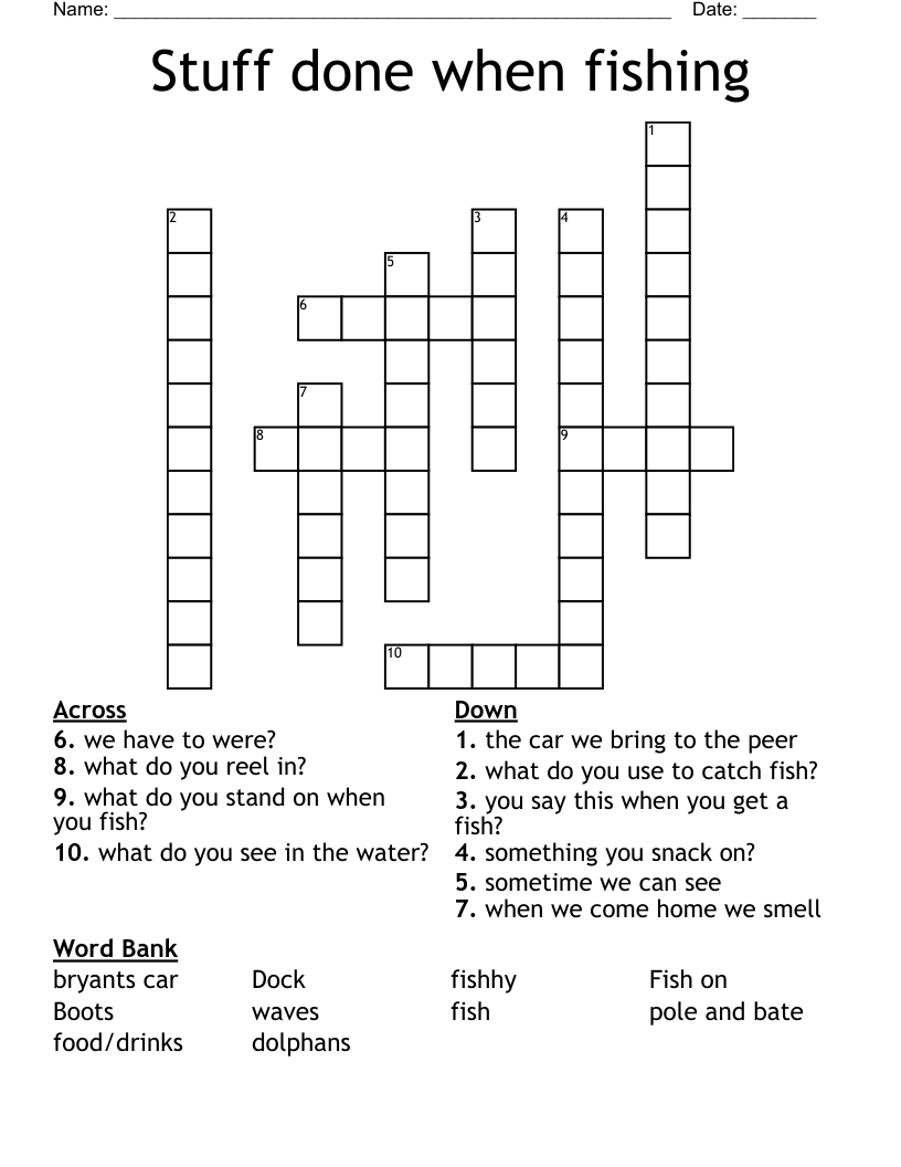 Fishing Crosswords Word Searches Bingo Cards WordMint