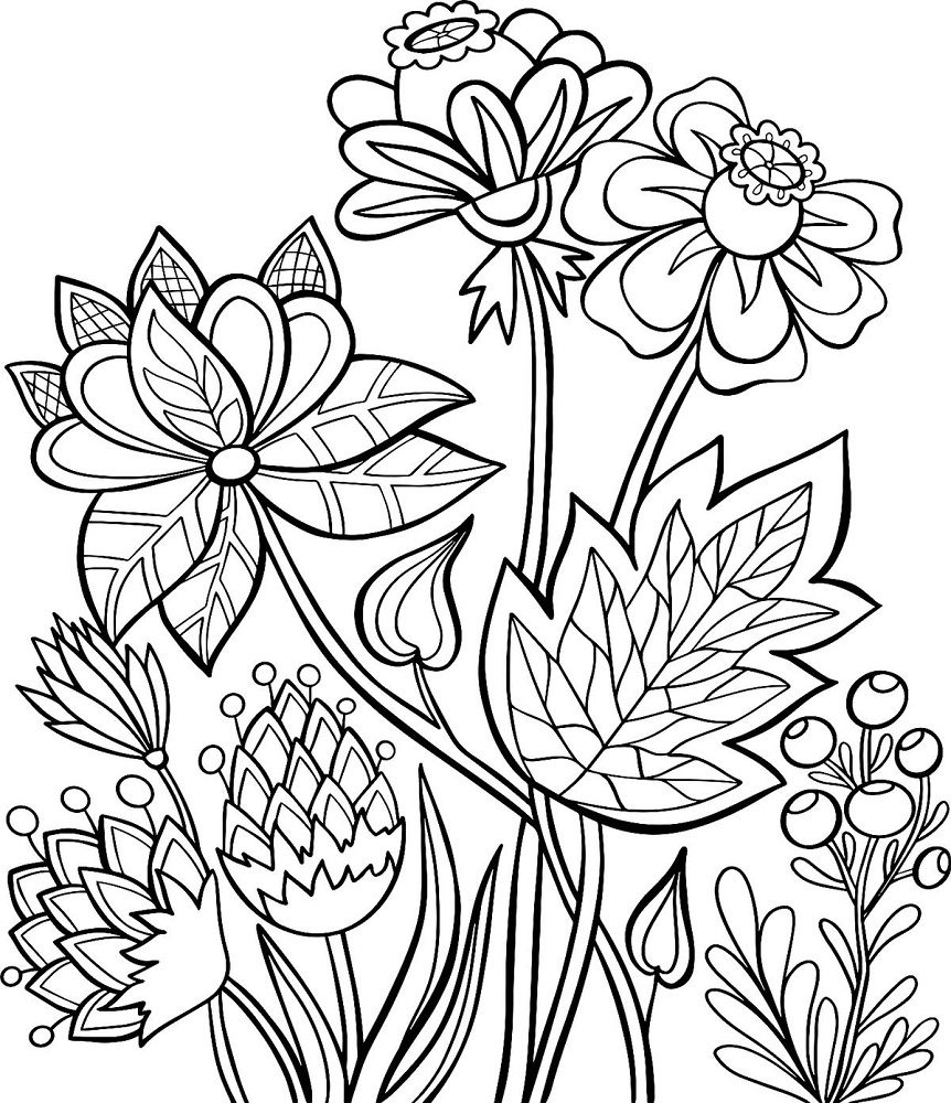 Flower Coloring Pages Free Printable Coloring Book 