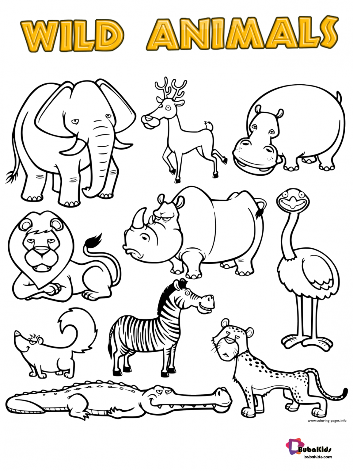 Free Download Wild Animals Printable Coloring Page BubaKids