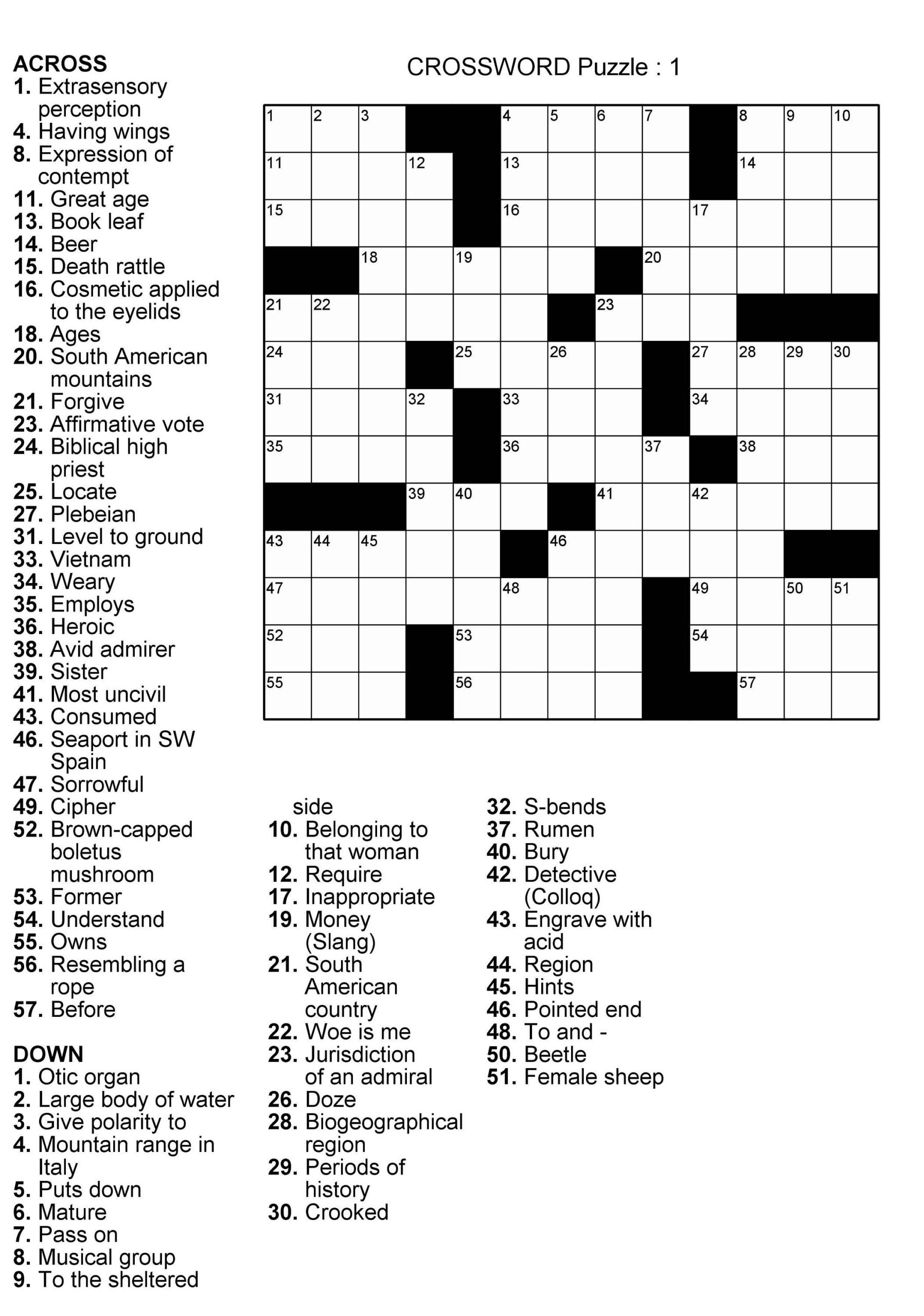 Free Easy Printable Crossword Puzzles For Kids Free P Vrogue co