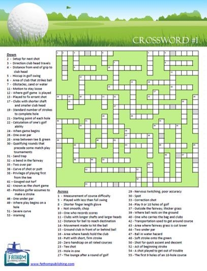 FREE Golf Crosswords Printable Activities For Kids Activities 