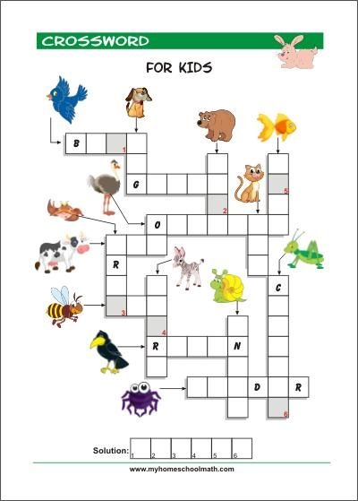 Free Kindergarten Crossword Puzzle
