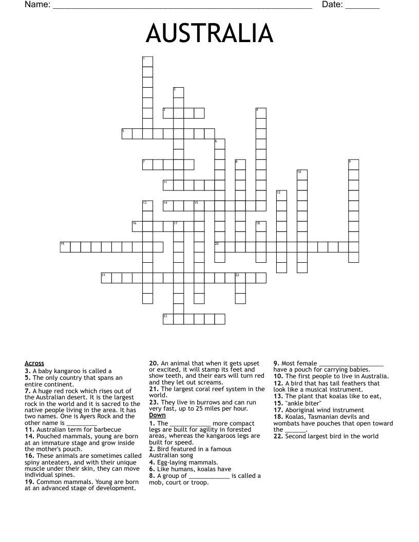 Free Printable Australian Crossword Puzzles FREE PRINTABLE TEMPLATES