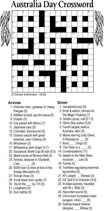 Free Printable Australian Crossword Puzzles Templates Printable