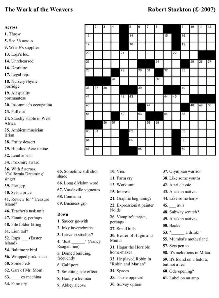 Free Printable Educational Crossword Puzzles FreePrintableTM 