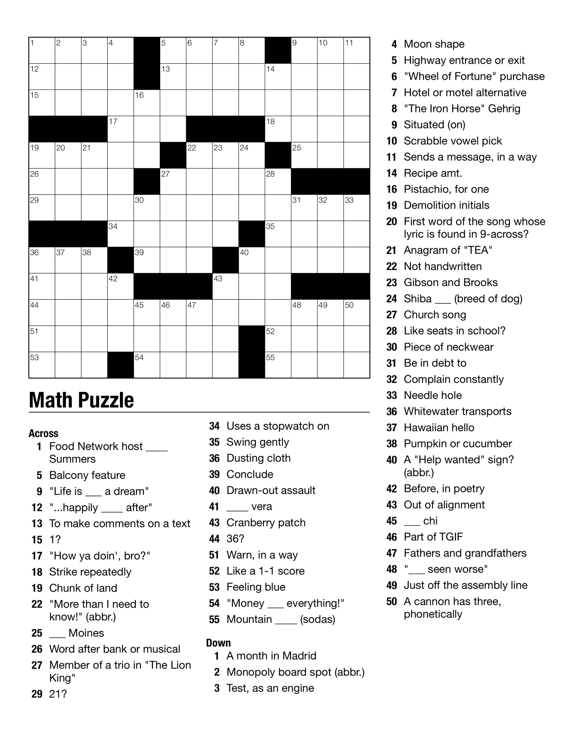 Free Printable Educational Crossword Puzzles Printable Templates