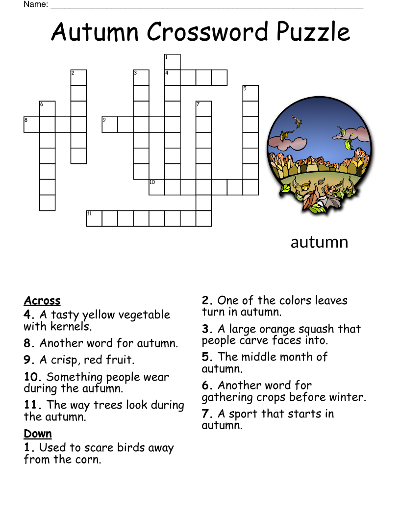 Free Printable Fall Crossword Puzzles For Adults Crossword Puzzles 